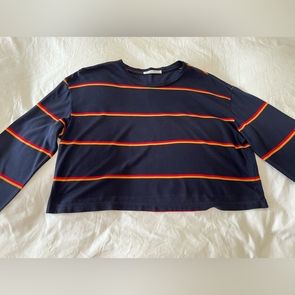 Reformation Blue Striped Chloe Long Sleeve Crop Top Size Small - Picture 3 of 10